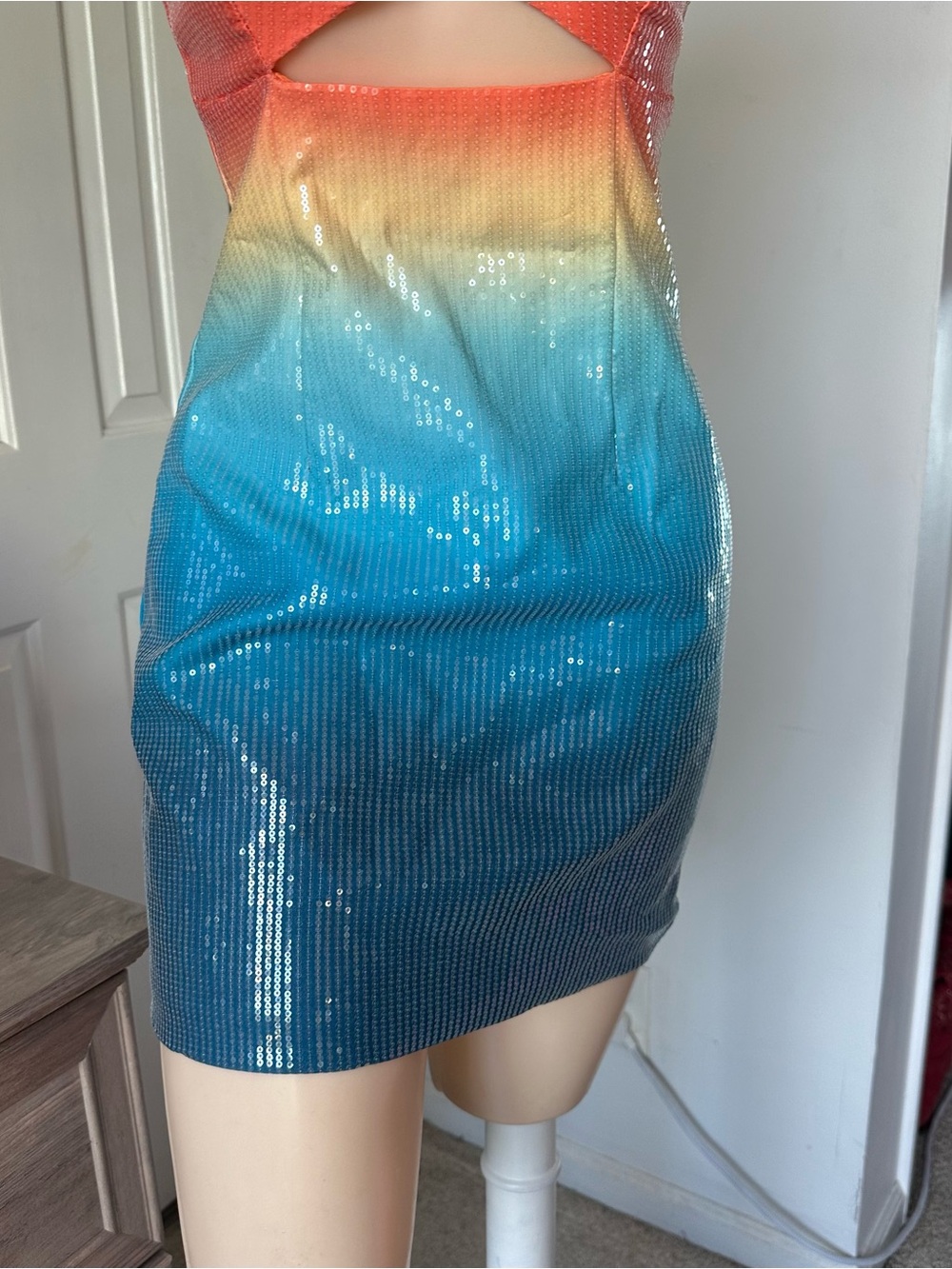 Runaway The Label Stellar Mini Dress in Orange Blue Ombre - Picture 7 of 12